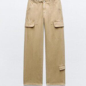Zara Mid Waist Adjustable Cargo Pants in Tobacco